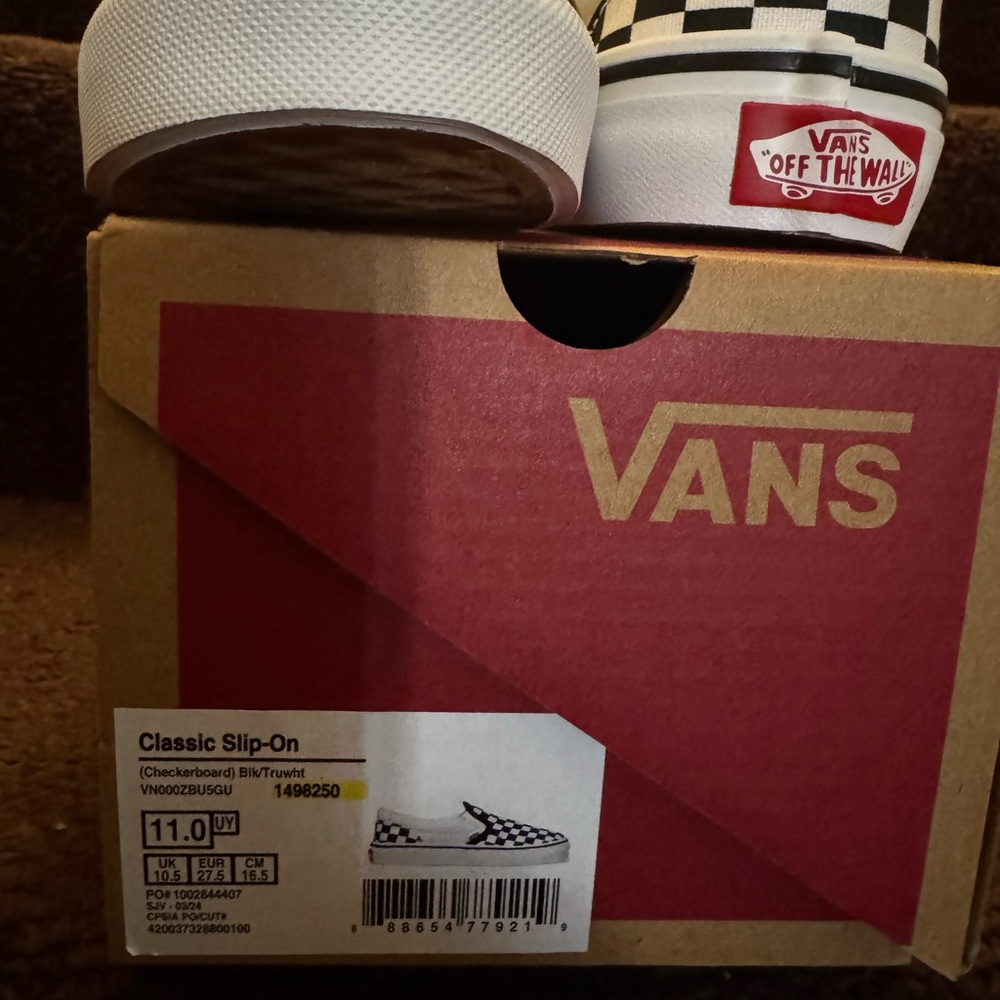 Vans Men's Classic Slip-On Shoes - Black and White Checkerboard